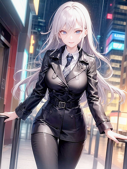 Seductive Secretary in Trench Coat and Business Suit for Steamy Hentai Pleasure