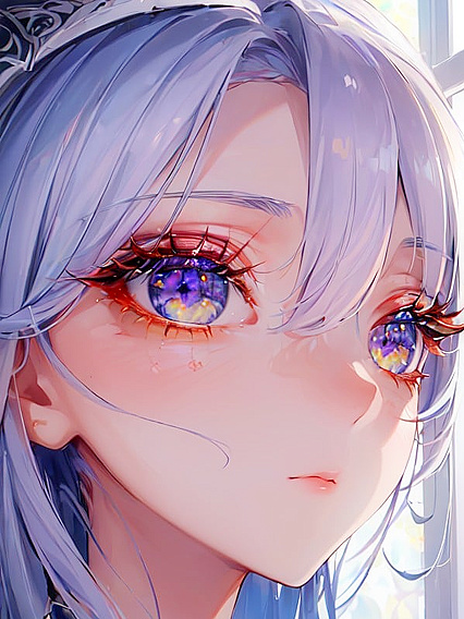 Vivid Colors Blend in Her Reflective Eyes with Subtle Veins in Erotic Hentai Scenes