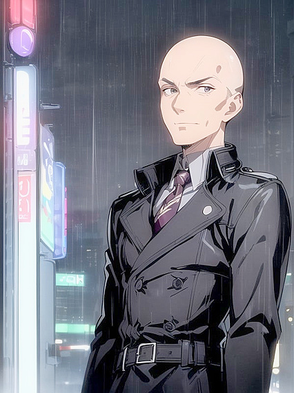 Mature Bald Man in Trench Coat Seduces in Wild Hentai Action