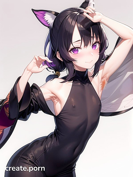 Shinobu Kochou Smiles and Blushes in Hairy Armpit Hentai Seduction