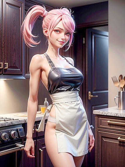 Pink-Eyed Cutie with a Tiny 18+-Ass Gets Wild in the Kitchen Hentai Action