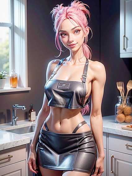 Pink-Haired Cutie with Small Breasts Teased in Open Clothing Hentai Scene