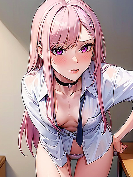Skinny Girl 18+ with Rounded Breasts Drenched in a Wet-Shirt Hentai Fantasy