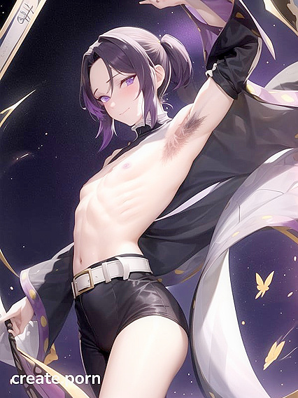 Kochou Shinobu's Skinny Body and Seductive Purple Eyes in Erotic Hentai Action