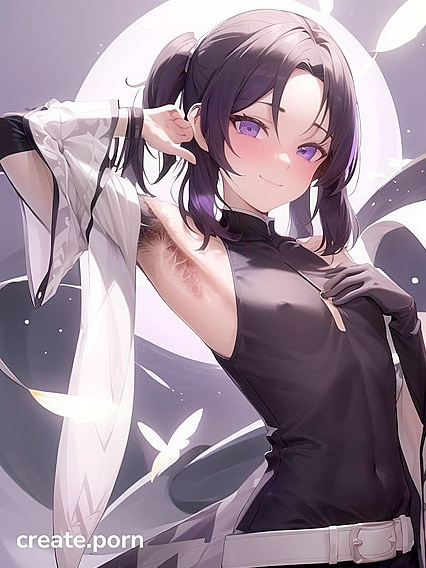 Skinny Girl 18+ with Purple Eyes and Pigtails in Seductive Hentai Action