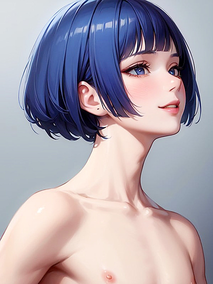 Blue-Haired Teen 18+ with Bobcut Enjoys Intense Hentai Pleasure