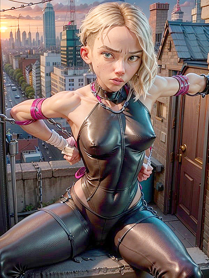 18-Year-Old Stares Intensely at Viewer in Dark Hentai Pleasure Scene