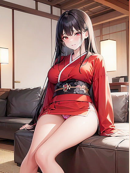 Kimono-Wearing Beauty Cries Out in Ecstasy During Living Room Hentai Session