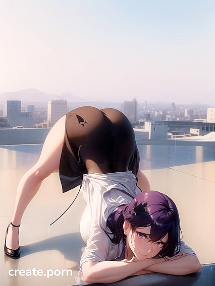Seductive Black-Haired Beauty with Purple Eyes Teased in Blouse Hentai Scene