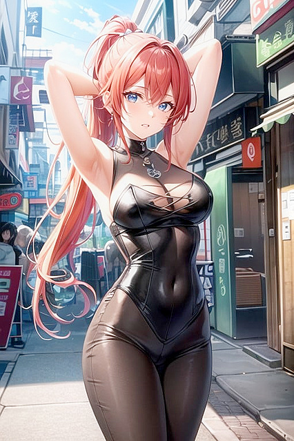 Horny Chick with Massive Thighs and Pink Eyes in steamy Hentai Action