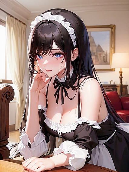 Pale-Skinned French Maid with Black Hair Seduces in Steamy Hentai Scenes
