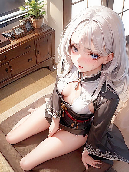 Kneeling with Small Breasts for Long-Length Pleasure in Hentai AIPorn