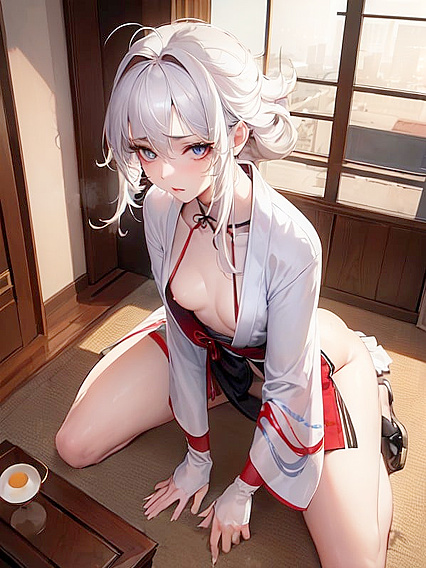 Kneeling Submissive Takes Long Length in Intense Hentai Action