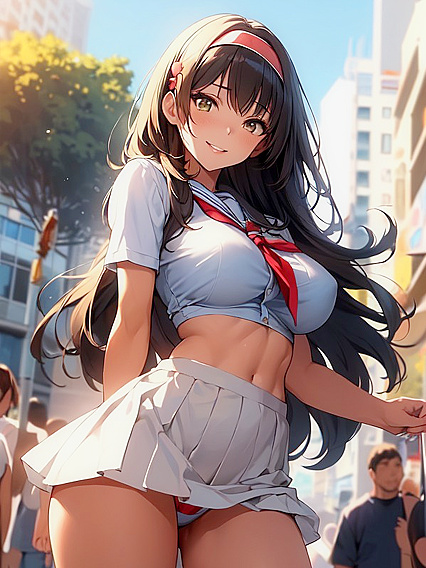 Sunny with Light Brown Skin Rocks the Hair Band Scene in Steamy Hentai Action