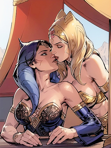 Fit Girl 18+s Lock Lips in Intense Comic Book Style Hentai Kisses