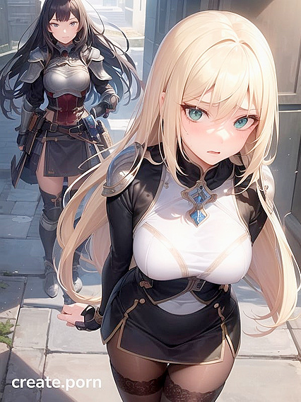 Blonde Warrior Princess in Full Armor Tempts You with Her Seductive Midriff