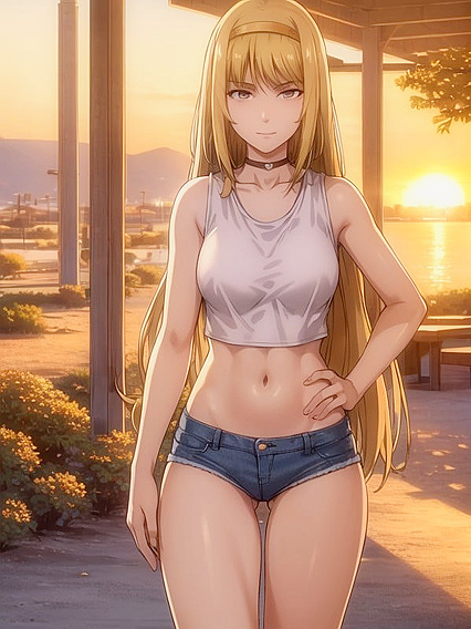 Jeans Clad Seduction: Sunset Solo Pleasure in HentaiErotica