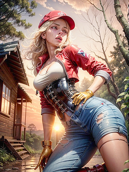 Messy-Haired Babe in Corset and Jeans Shorts for Steamy Hentai Action