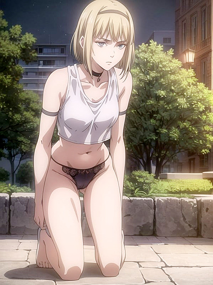 Girl 18+ with Bobcut Shows Her Ass in Oversized T-Shirt for Steamy Hentai Action