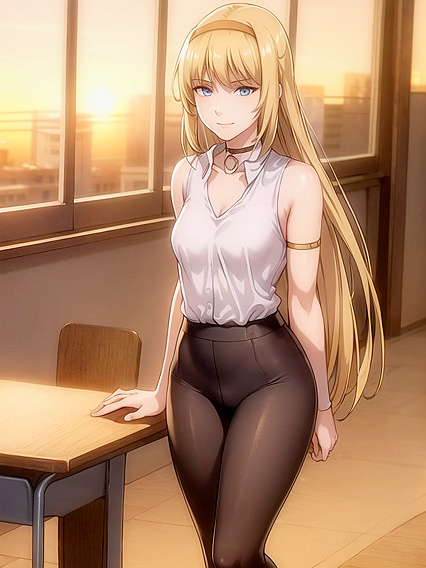 Teacher in Office Shirt Seduces at Sunset for Steamy Hentai Pleasure