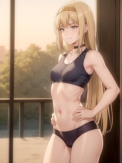 Sunset Silhouettes: Seductive Dance Moves in a Sporty Bra for Steamy Hentai Action