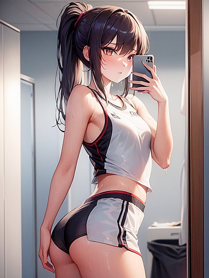 Sweaty Sex in the Changing Room Captured on Phone for Horny Hentai Fun
