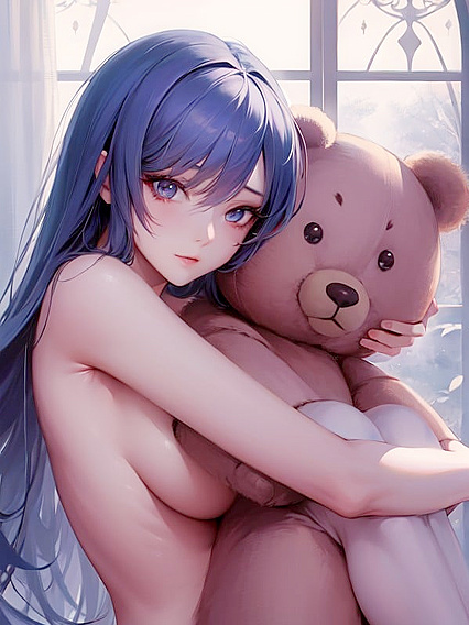 Hugging Her Teddy Bear Naked in Steamy Hentai Scenes