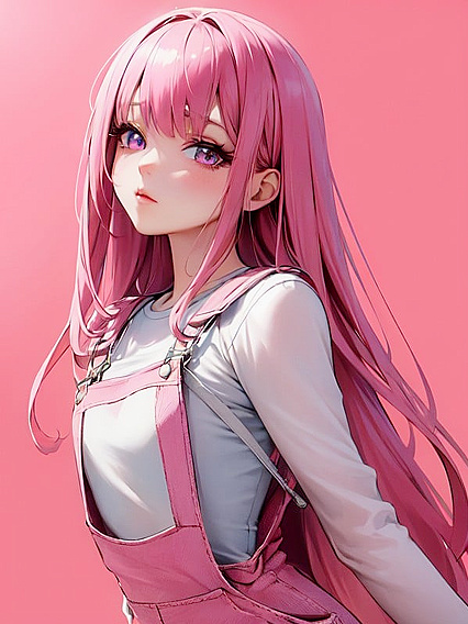 Sexy Pink Overall Outfit in Mind-Blowing Hentai AI Image