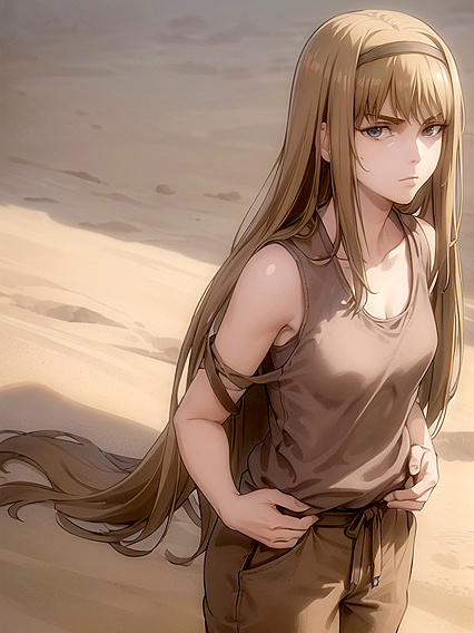 Gazing at You: Solo Performance in Brown Canvas Pants Hentai Seduction