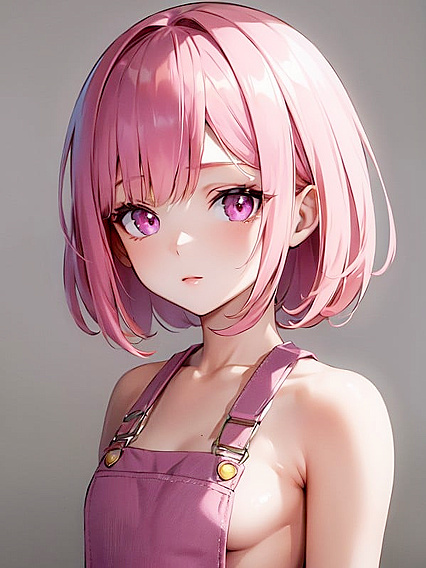 Naked Girl 18+ in Pink Overalls Enjoys Intense Hentai Pleasure