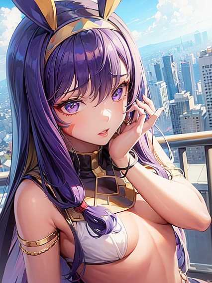 Nitocris from Fate/Grand Order Teases with Small Breasts and Sensual Face Touching