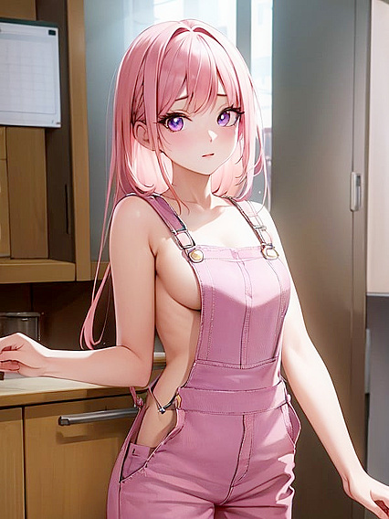 Naked Girl 18+ in Pink Overalls Gets Wild in Hentai AI Action