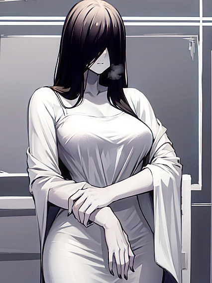 Sadako from Ringu Pleasures Her Small Breasts in Erotic Arms-Crossed Hentai Scene