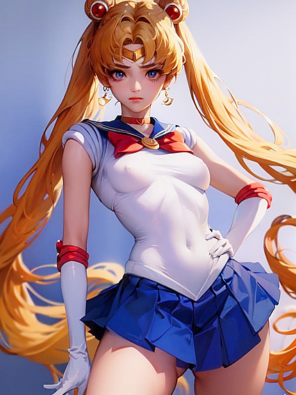 Sailor Moon with Tiny 18+ Tits Bound in Erotic Arms-Crossed Hentai Action