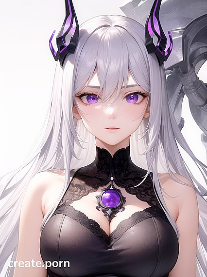 White-Haired Beauty with Vibrant Purple Eyes Soars in Mech Wing hentai Action