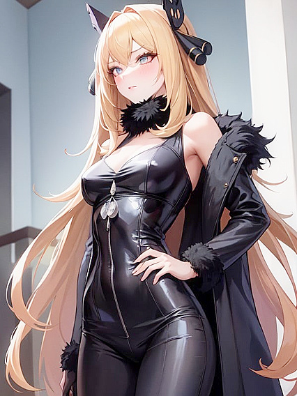 Cynthia from Pokémon Gets Her Small Breasts Teased with Crossed Arms Hentai Action