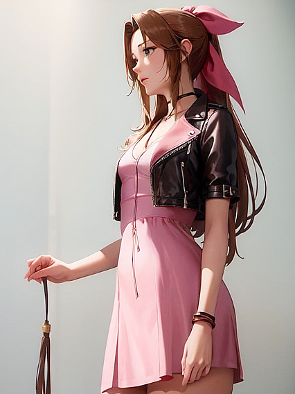 Aerith from Final Fantasy Pleasures Her Tiny 18+ Breasts in Seductive Hentai Scenes