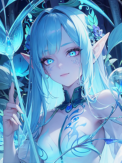 MysticalElf Seductively Smirks in Alluring Hentai Fantasy Scene