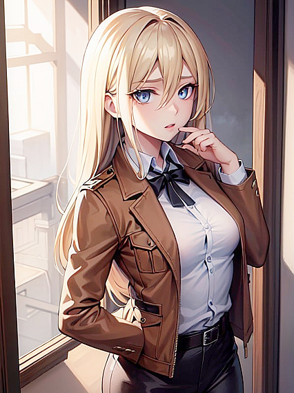 Historia from Attack on Titan Teases with Small Breasts and Seductive Facial Caresses