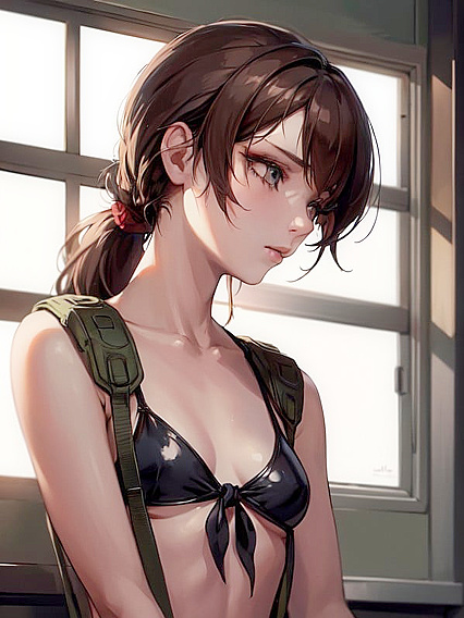 Quiet from Metal Gear Tenderly Touches Her Small Breasts in Seductive Hentai Scene