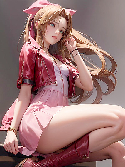 Aerith from Final Fantasy Pleasured in Small-Breasted Hentai Ecstasy