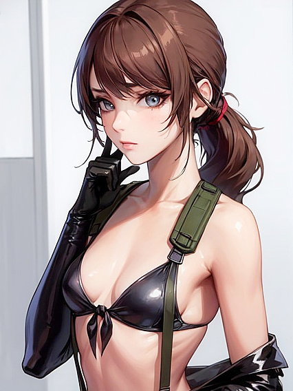 Quiet from Metal Gear Seductively Touches Her Small Breasts in Facial Hentai Scenes