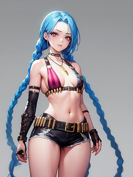 Jinx from League of Legends Enjoying Intense Pleasure with Small Breasts Hentai AIPorn