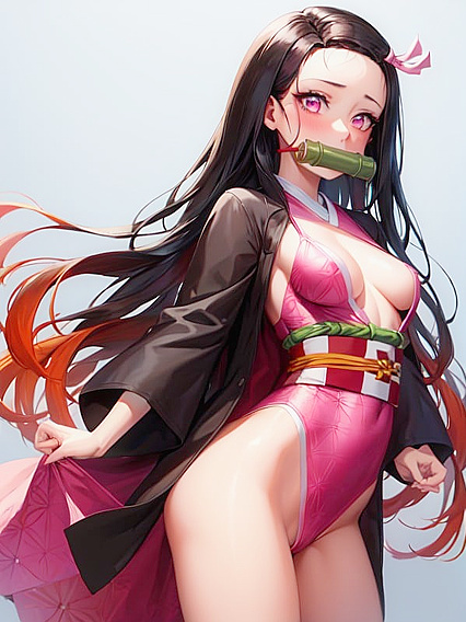 Nezuko from Demon Slayer Enjoying Sensual Small Breasts Hentai Pleasure