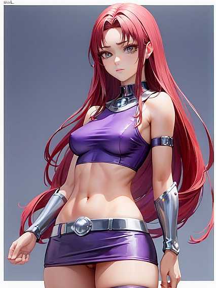 Starfire from Justice League Pleasures Her Small Breasts in Seductive Hentai'action