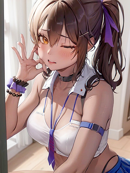 Naga from Nikke Teases with Tiny 18+ Tits and Intimate Face Touching in Hentai'action