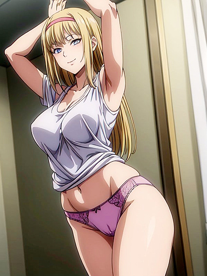 Cloth Rainbow Panties and Oversized T-Shirt in Seductive Hentai Scenes