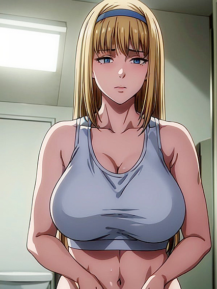 Huge-Assed Beauty in Sports Bra Takes On Solo Hentai Action