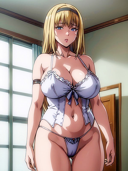 Neko Lingerie Cosplay with Massive Breasts in Seductive Hentai Scenes