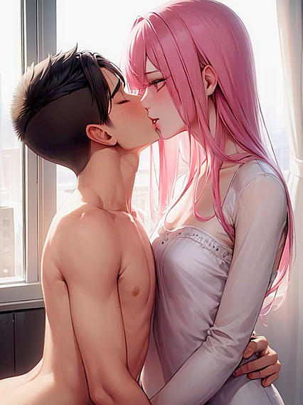 Girl 18+s in Cute Dresses Kissing Passionately in Happy Hentai Scenes